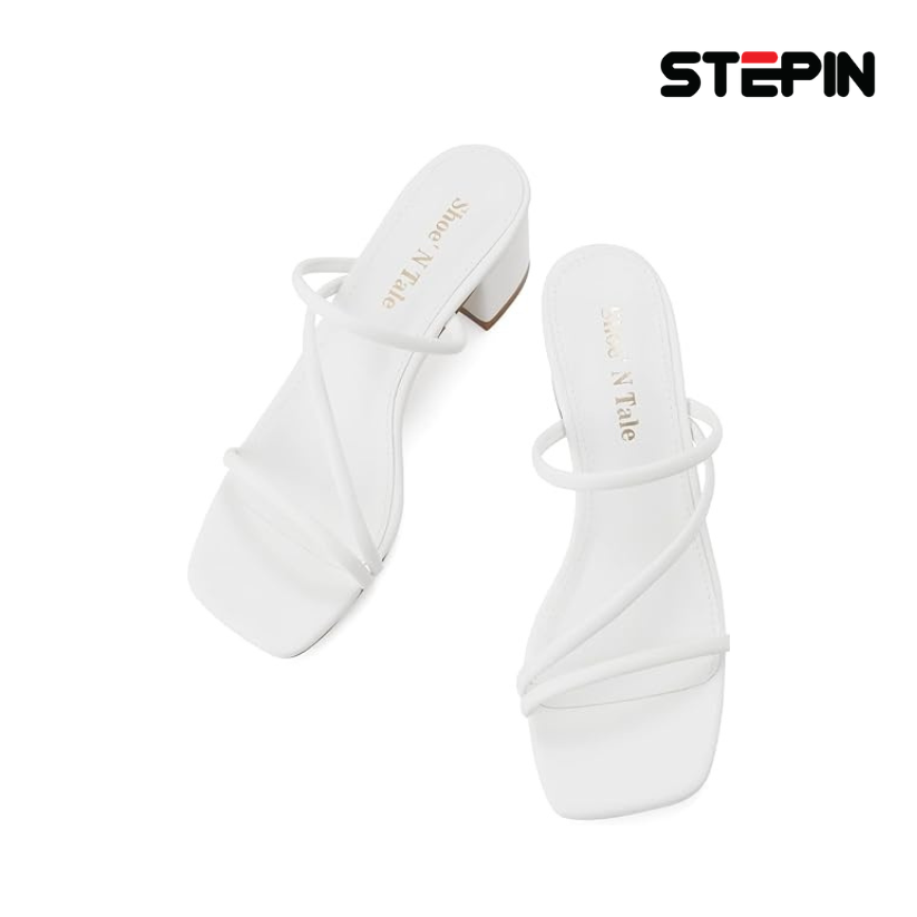 Low Chunky Block Heels Si29 White