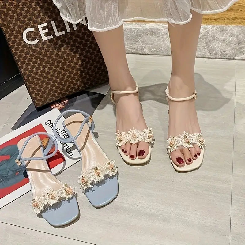 Si62 Ruffled Ankle Strap sandals skyblue