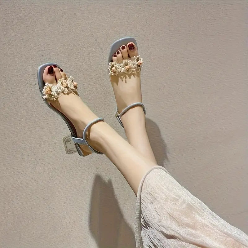 Si62 Ruffled Ankle Strap sandals skyblue