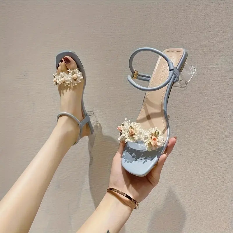 Si62 Ruffled Ankle Strap sandals skyblue