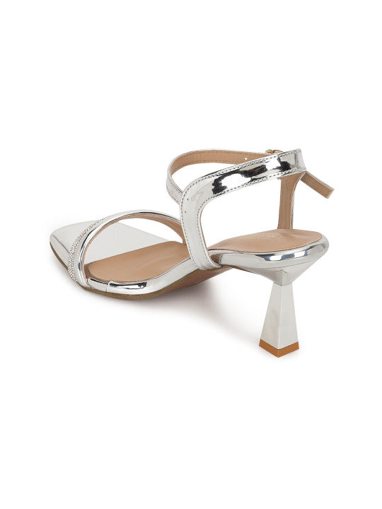 Si68 silver strappy heels