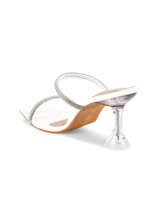 Si 77 Embellished Two Strap Block Heels