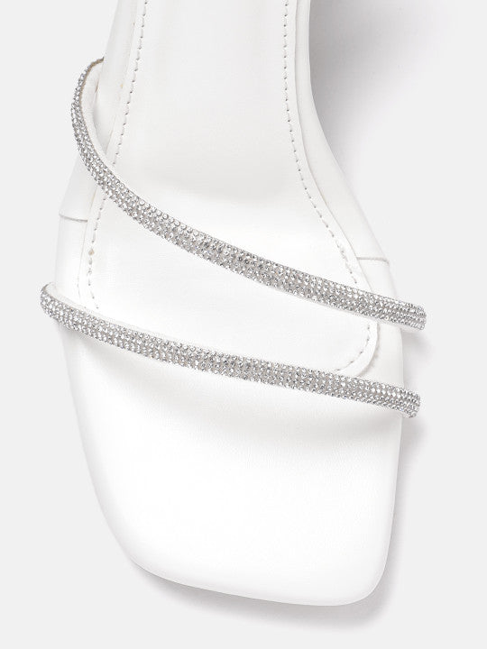 Rhinestones Embellished Mid-Top Party Heels