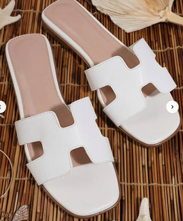 Stepin H Shape White Flats Si32