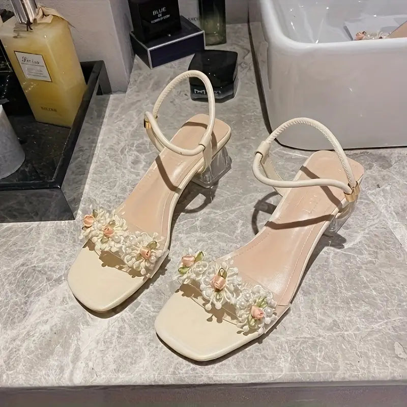 Si62 Ruffled Ankle Strap sandals beige
